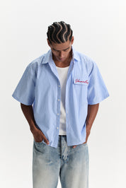 Striped Signature Short Sleeve Shirt - White/Blue