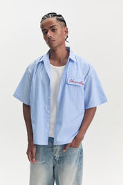 Striped Signature Short Sleeve Shirt - White/Blue