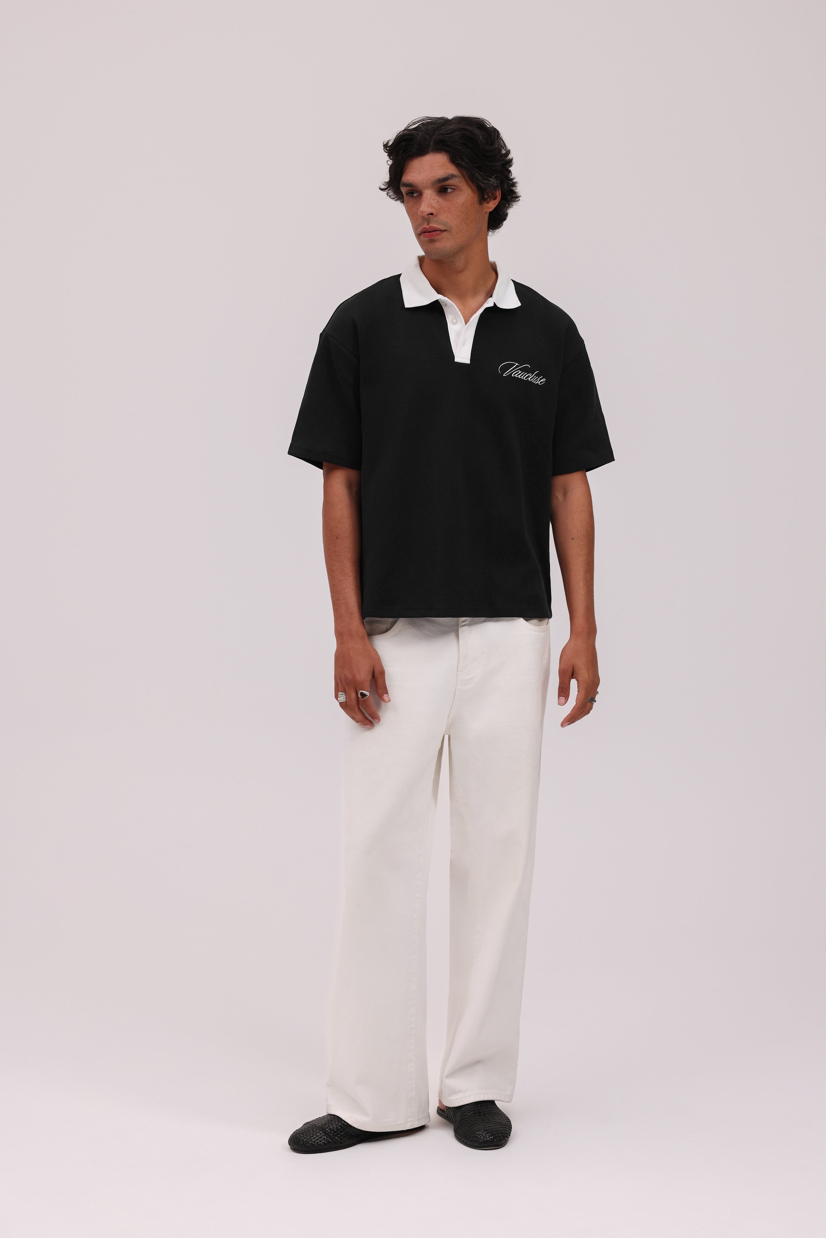 Signature Short Sleeve Polo Shirt - Black/White
