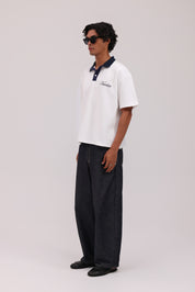Signature Short Sleeve Polo Shirt - White/Navy