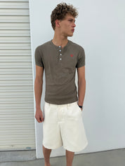 Short Sleeve Henley Shirt - Olive