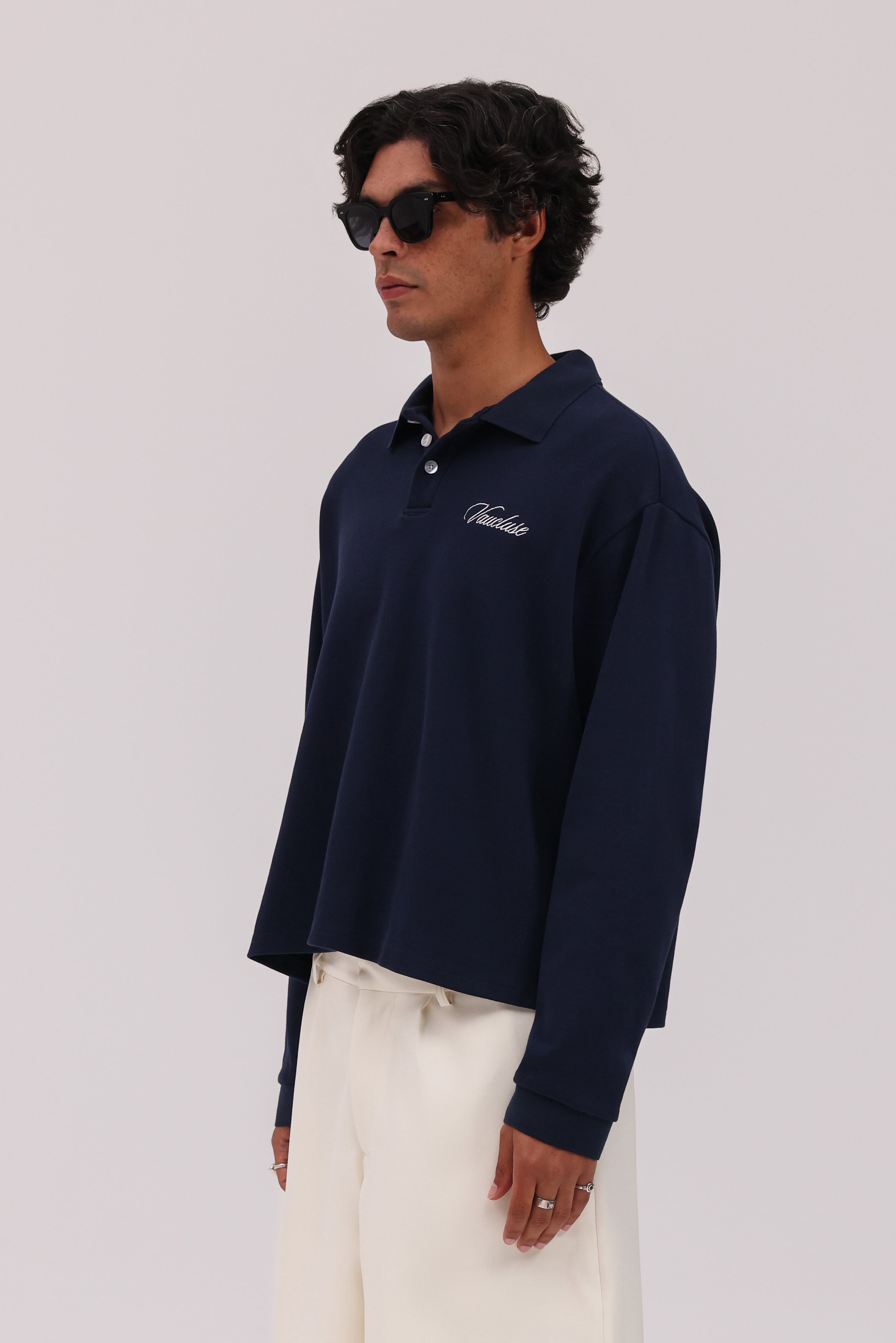 Signature Long Sleeve Polo Shirt - Navy
