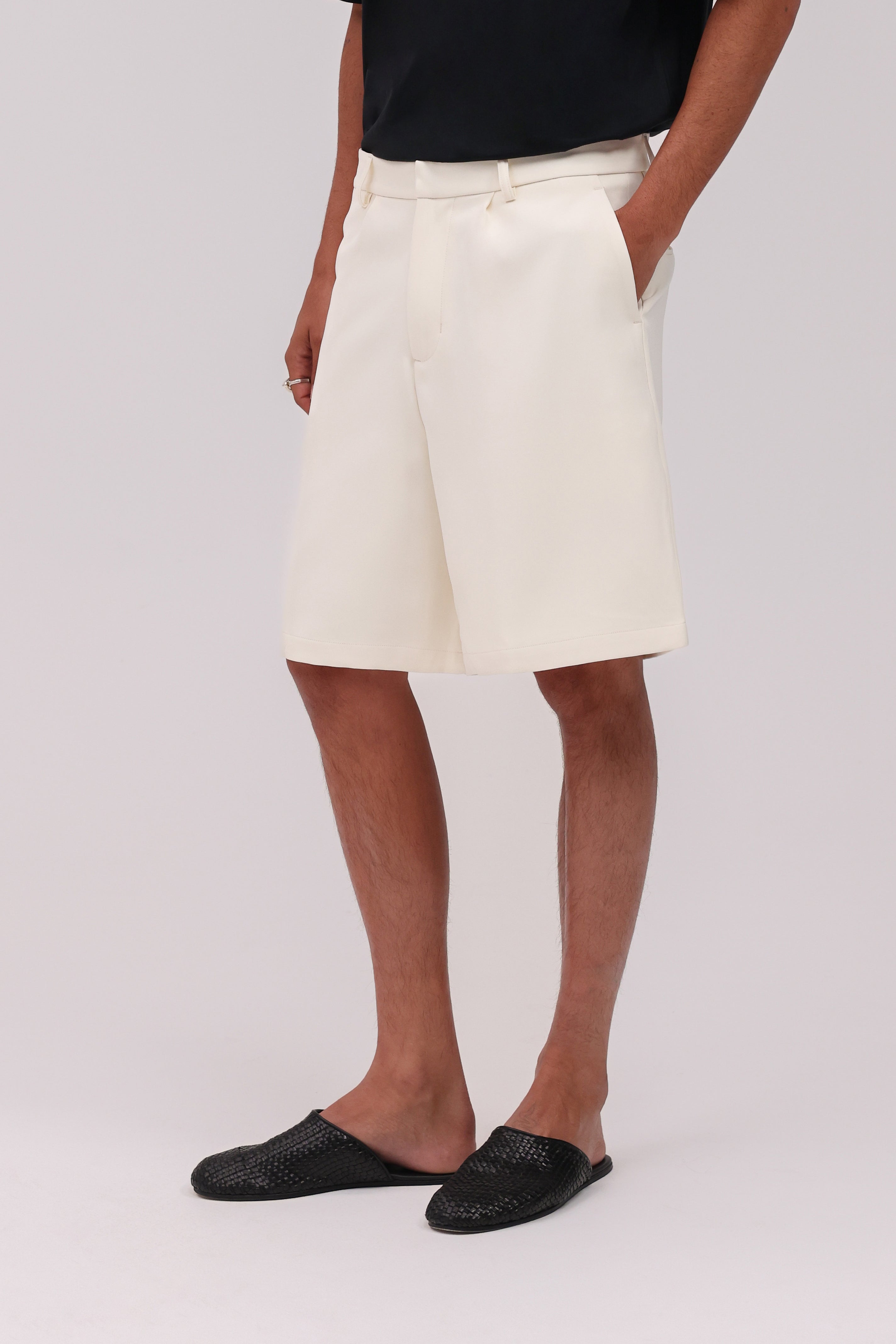 Pleated Shorts - Cream