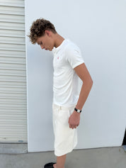 Short Sleeve Henley Shirt - White