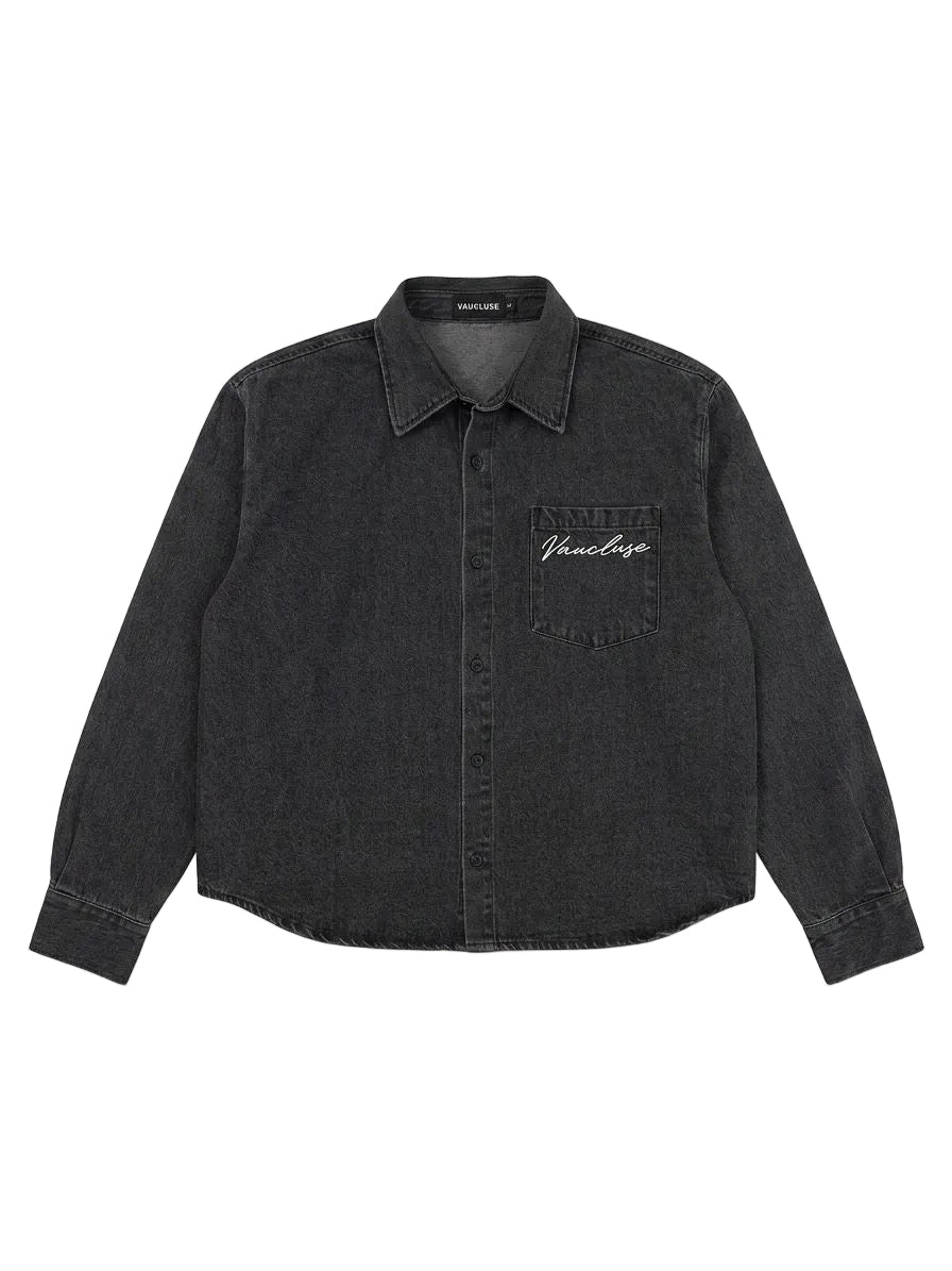 Denim Signature Long Sleeve Shirt - Charcoal