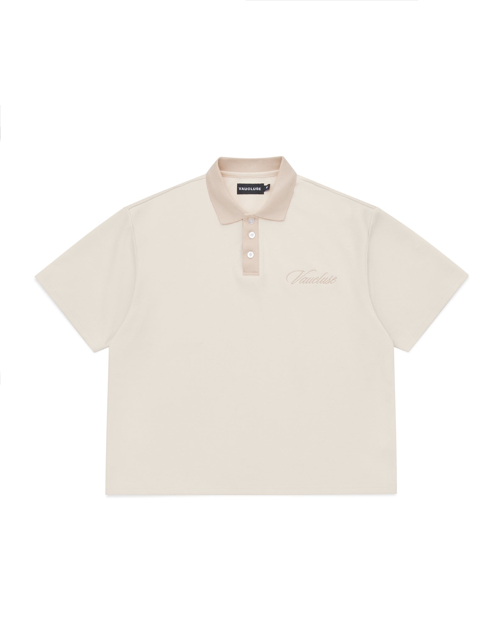 Signature Short Sleeve Two Tone Polo Shirt - Cream/Beige