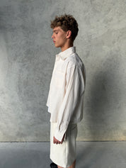 Striped Signature Long Sleeve Shirt - Off White/Pink