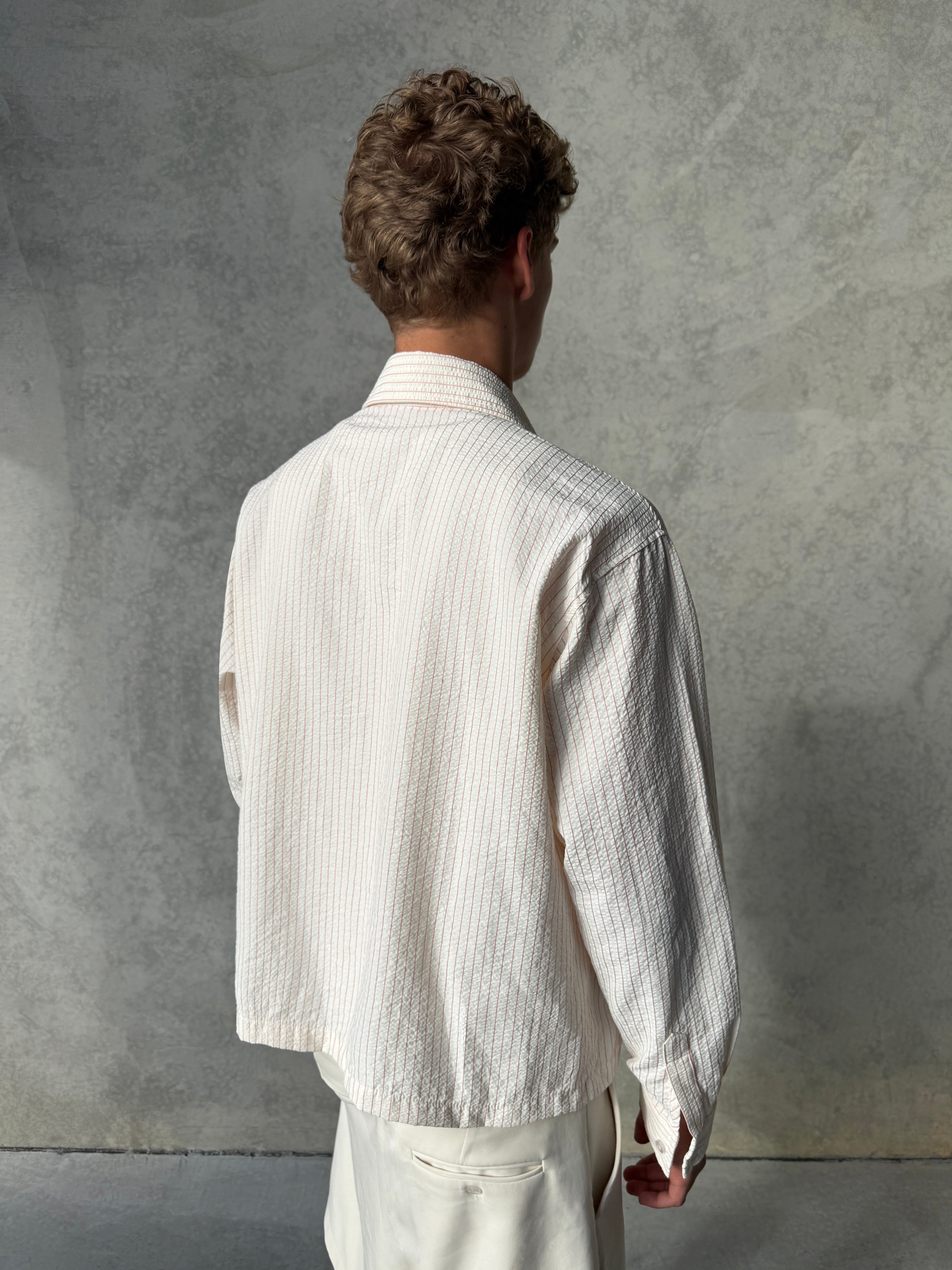 Striped Signature Long Sleeve Shirt - Off White/Pink