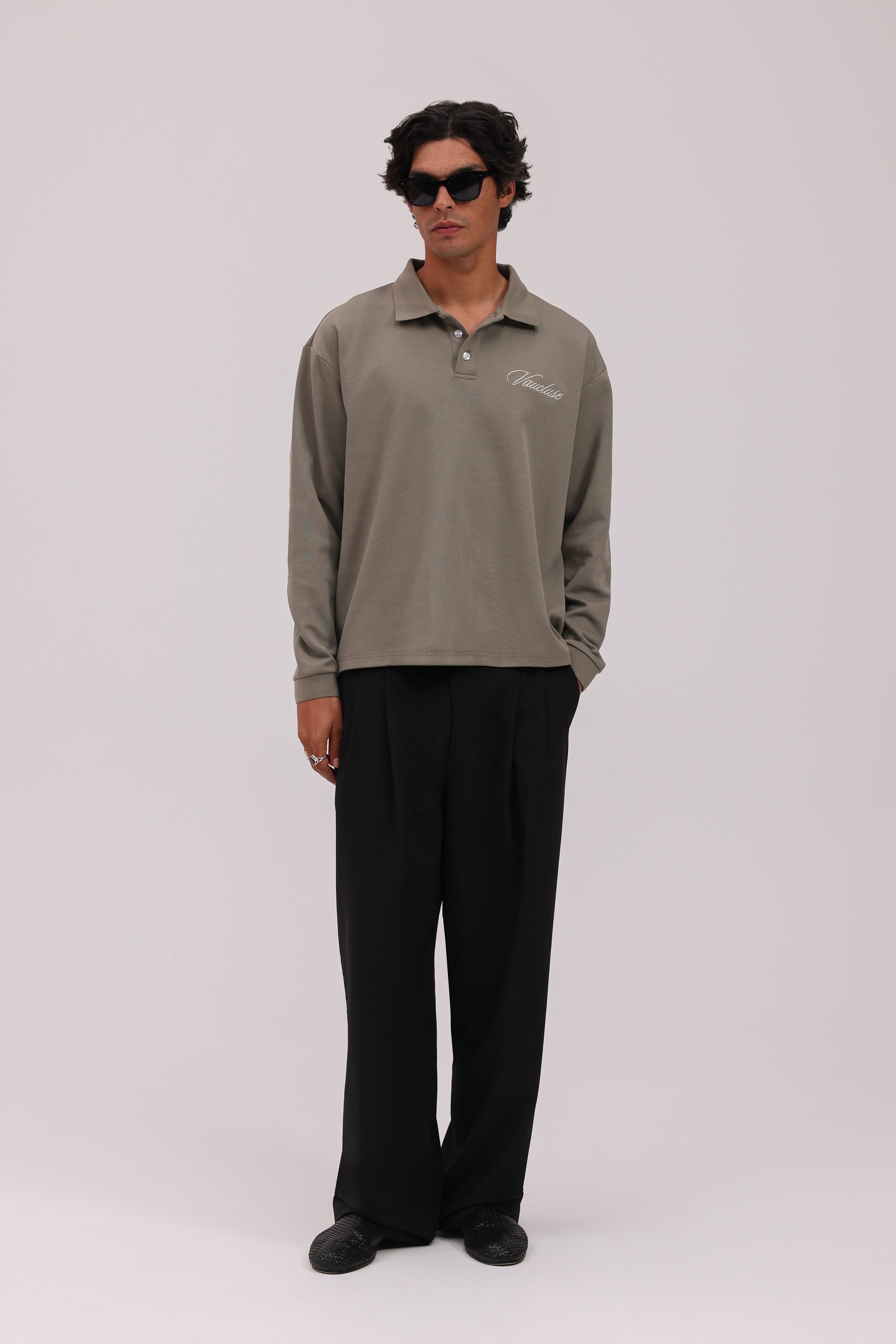 Signature Long Sleeve Polo Shirt - Muted Olive
