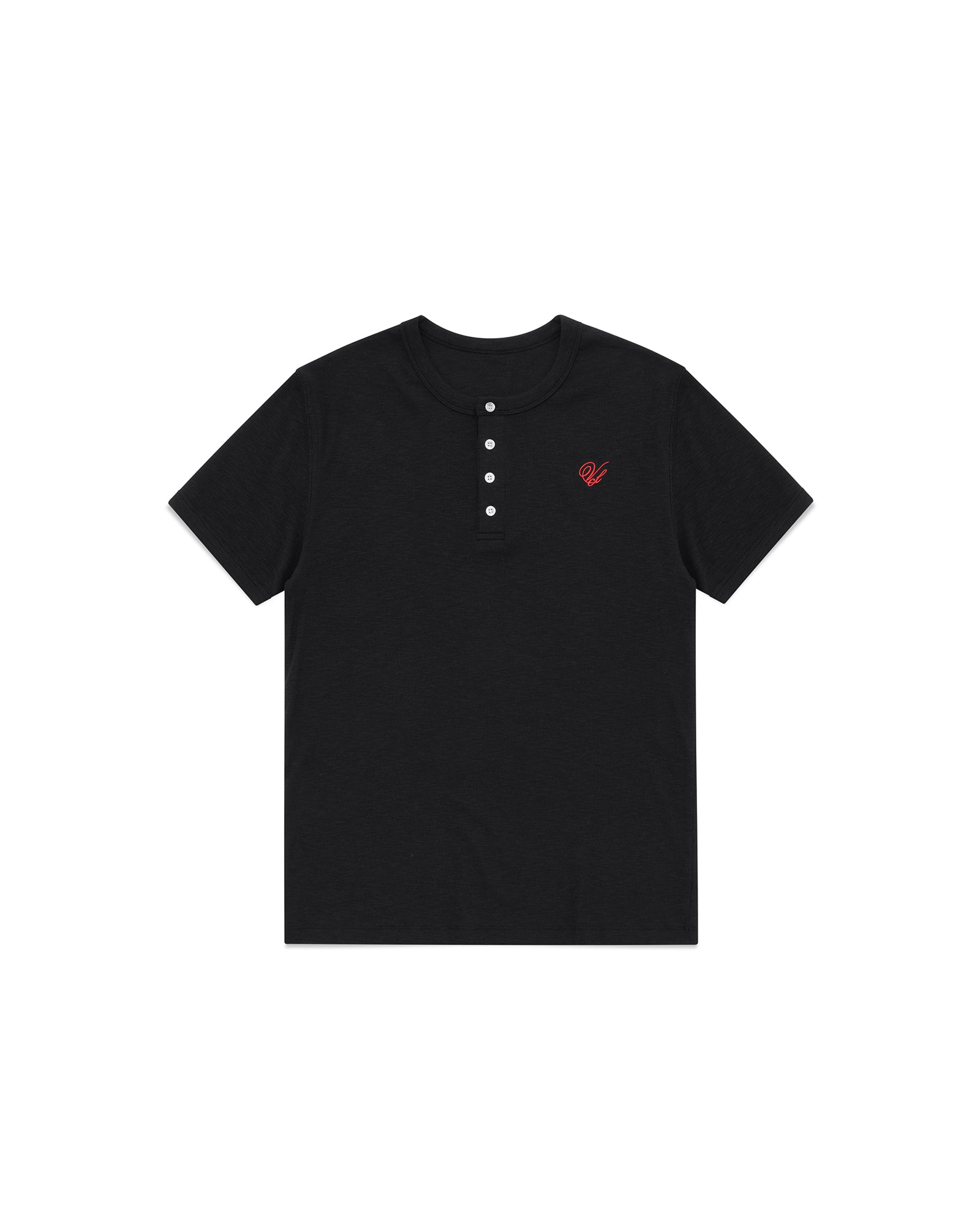 Short Sleeve Henley Shirt - Black