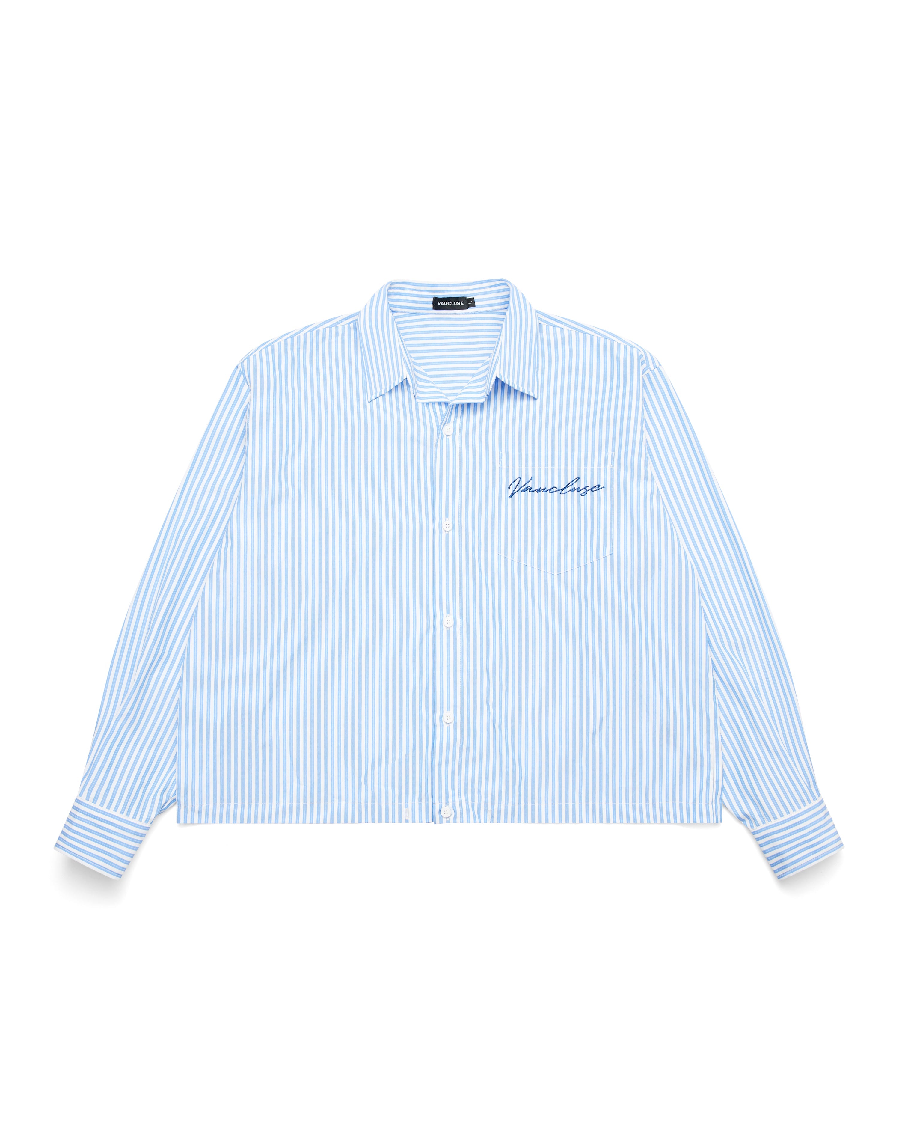 Striped Signature Long Sleeve Shirt - White/Dark Blue – VAUCLUSE