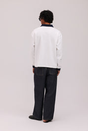 Signature Long Sleeve Polo Shirt - White/Navy
