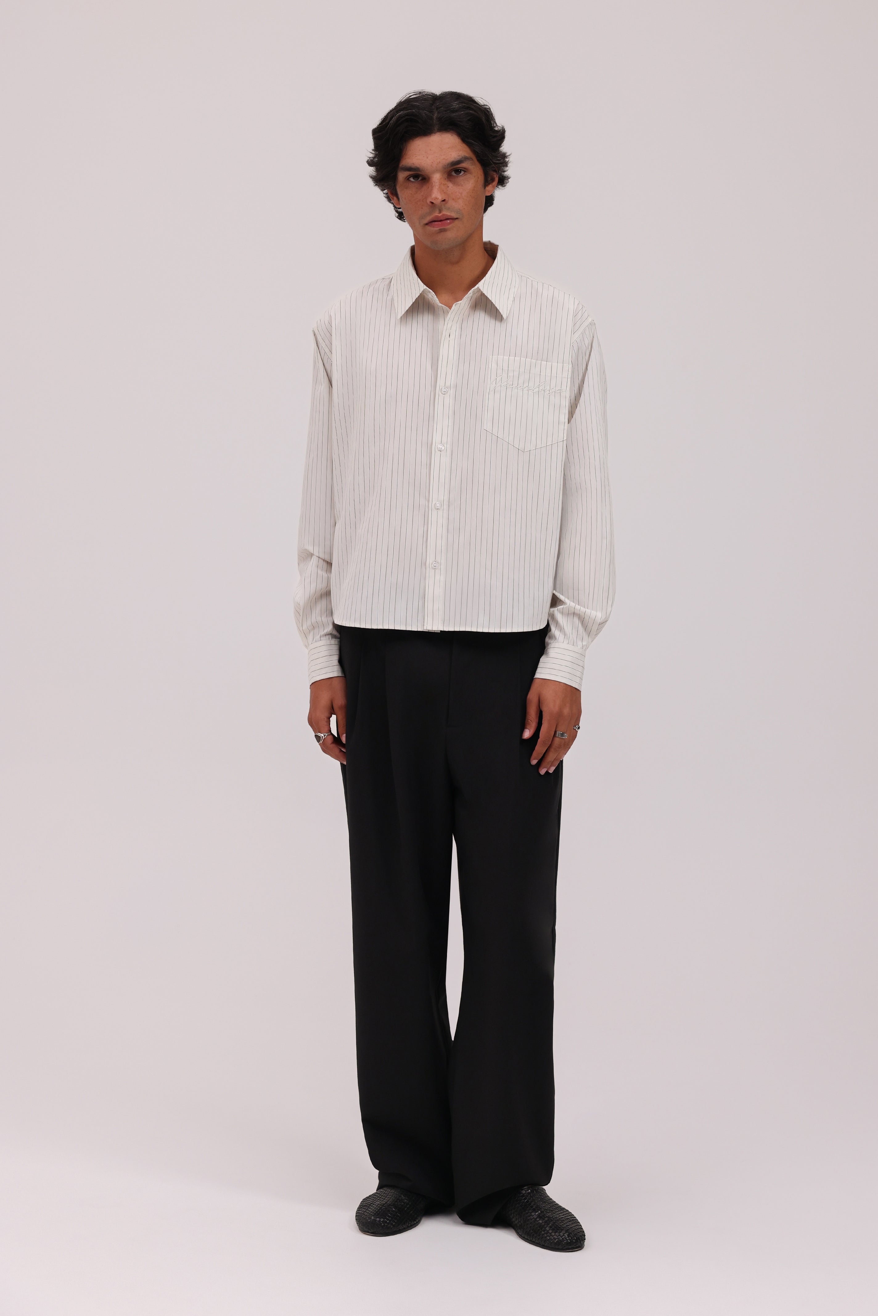 Striped Signature Long Sleeve Shirt - Beige/Black