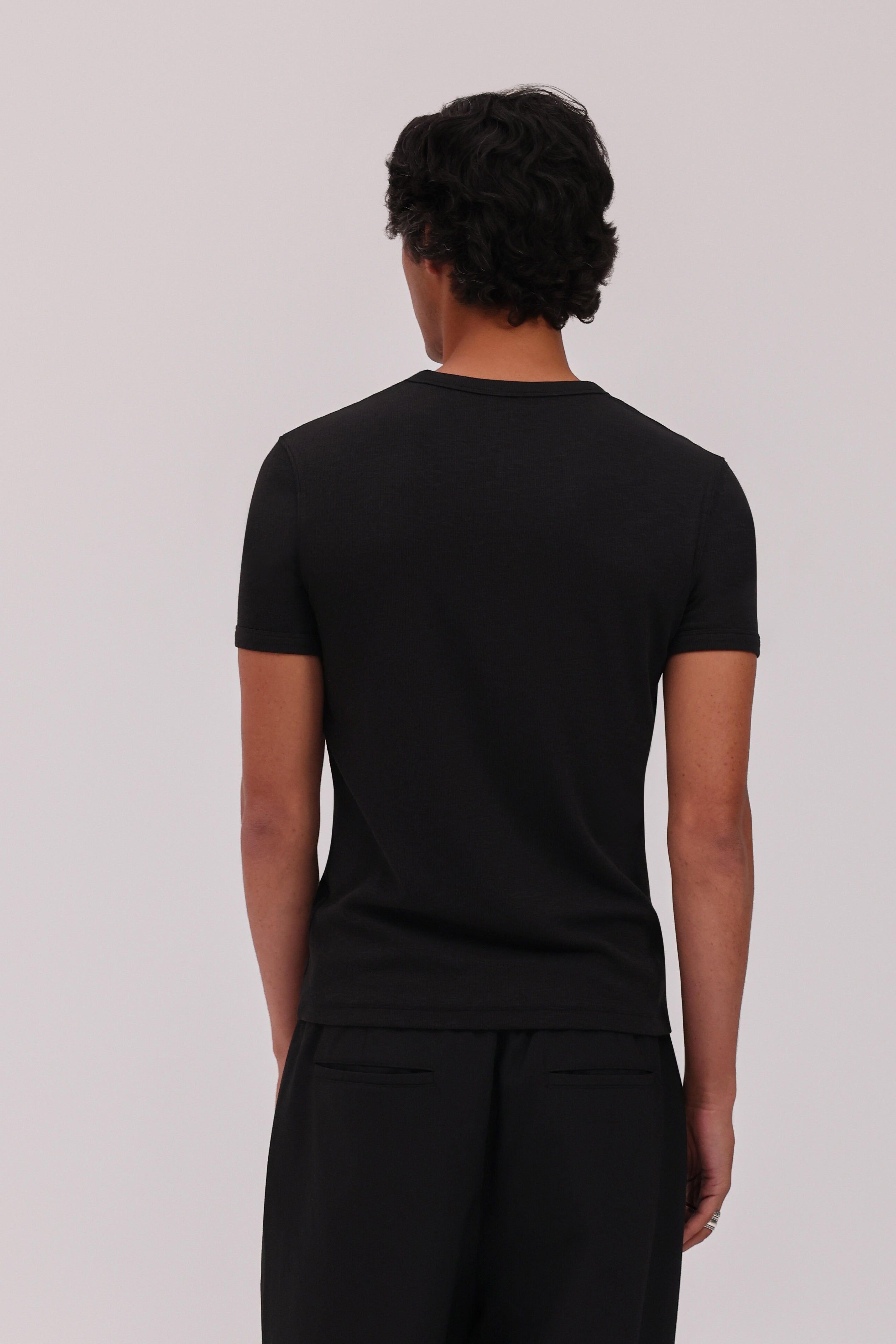 Short Sleeve Henley Shirt - Black
