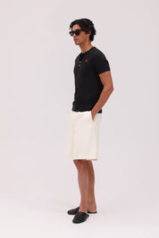 Short Sleeve Henley Shirt - Black