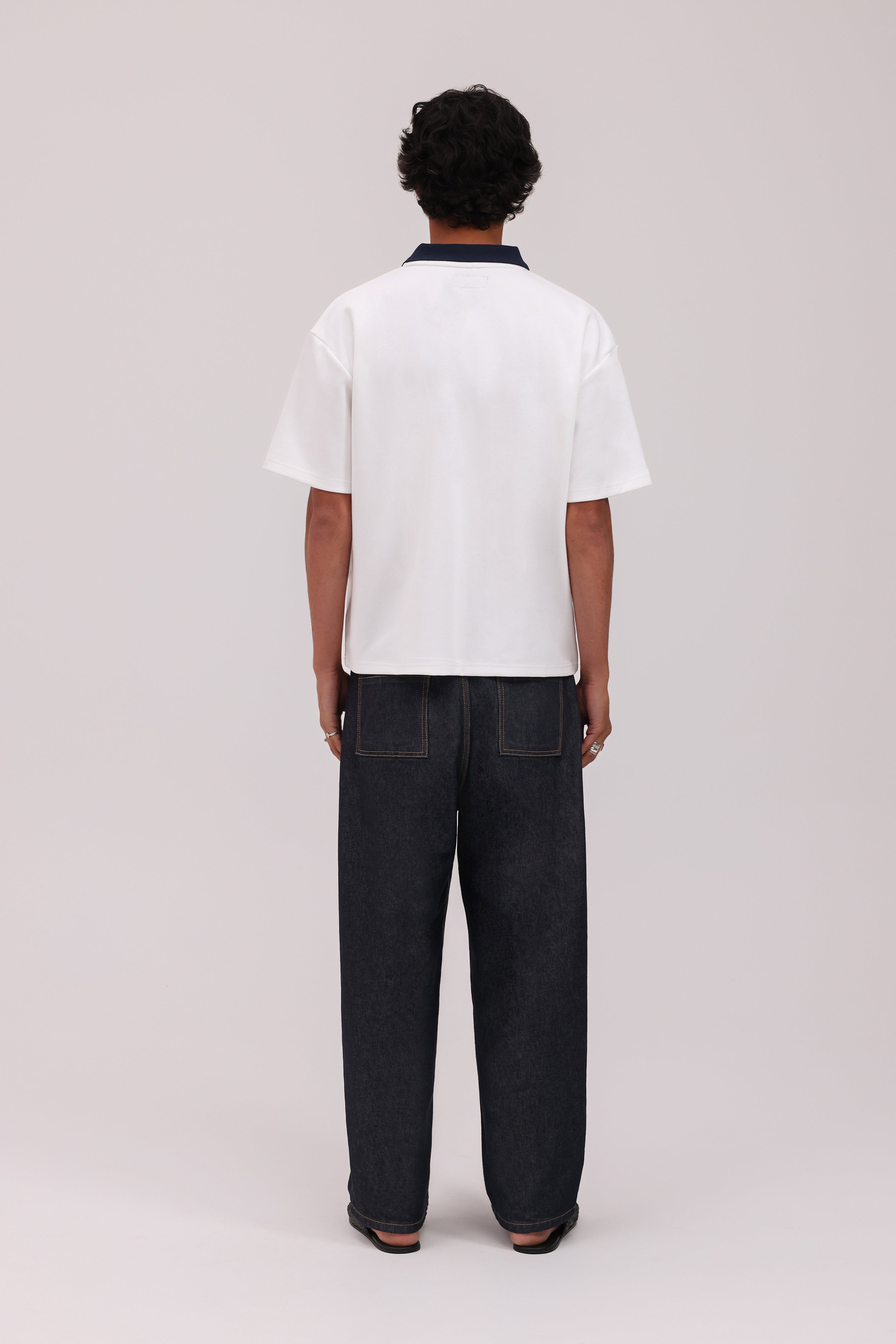 Signature Short Sleeve Polo Shirt - White/Navy