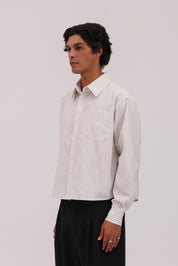 Striped Signature Long Sleeve Shirt - Beige/Black