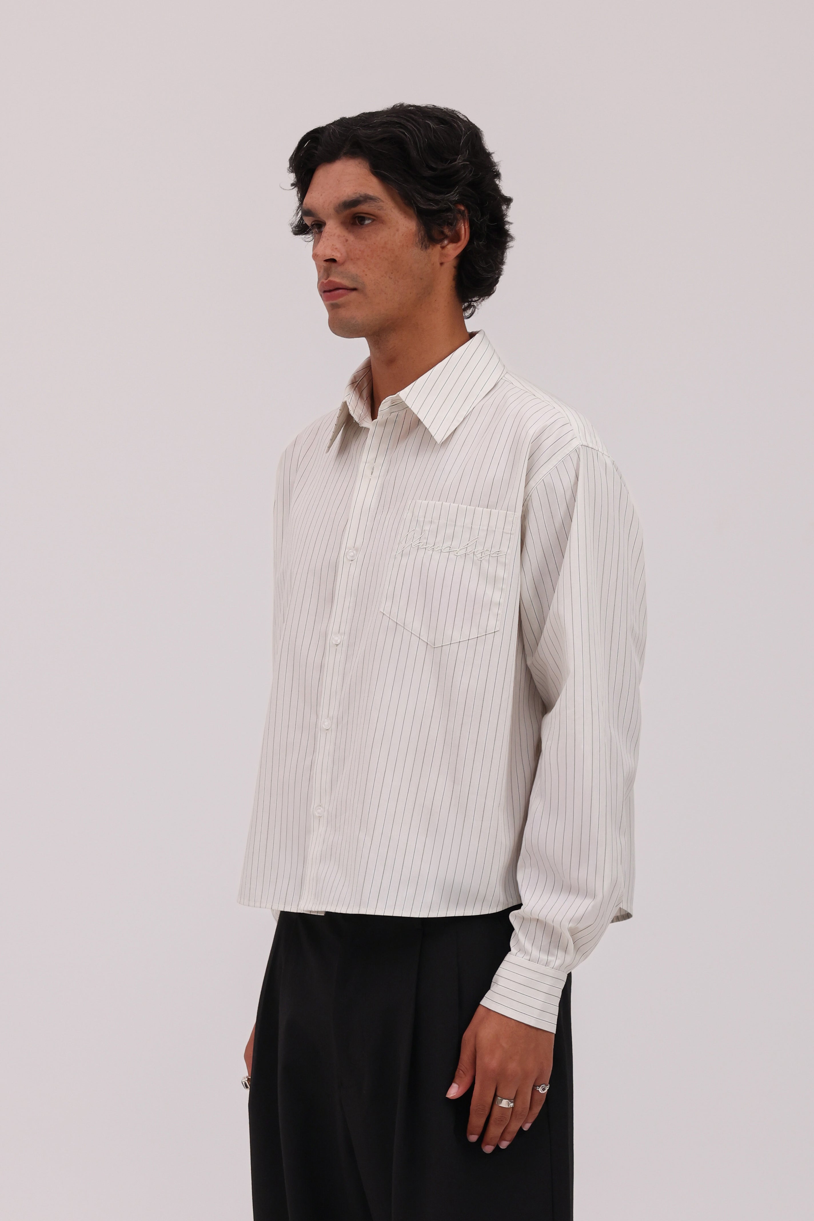 Striped Signature Long Sleeve Shirt - Beige/Black