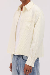 Striped Signature Long Sleeve Shirt - Cream/Brown