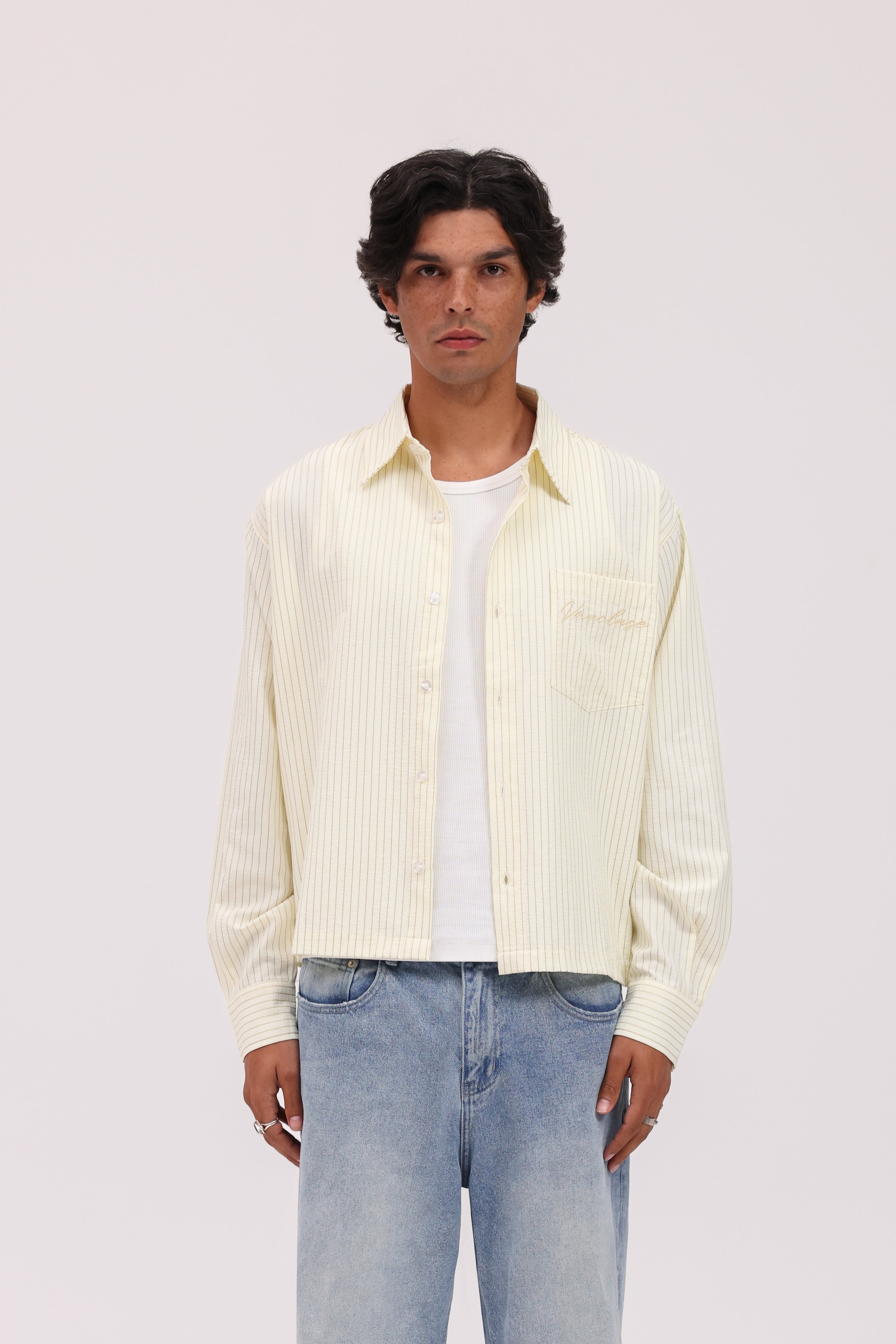 Striped Signature Long Sleeve Shirt - Cream/Brown