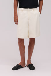 Pleated Shorts - Cream
