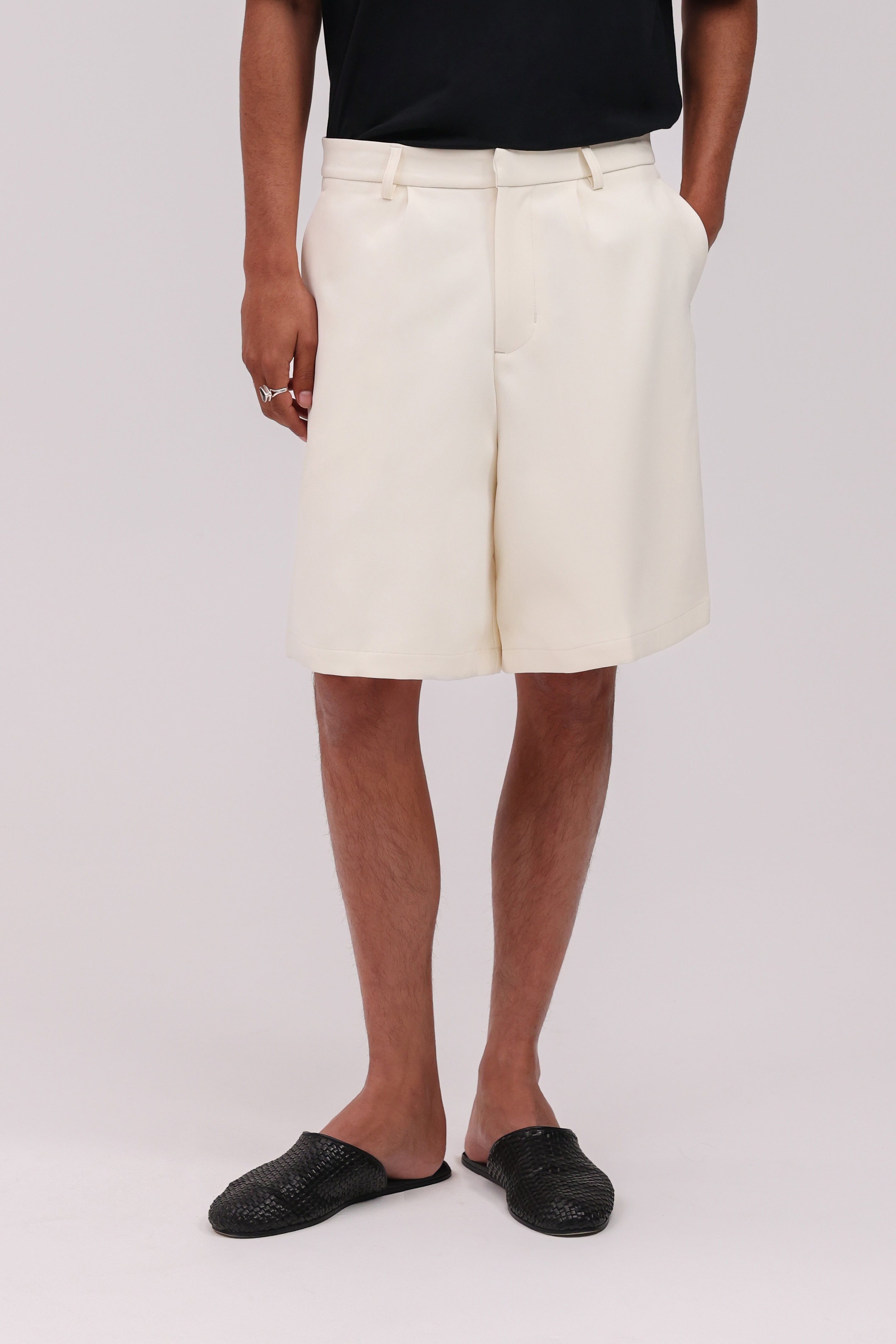 Pleated Shorts - Cream