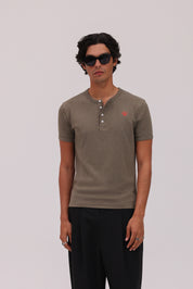 Short Sleeve Henley Shirt - Olive