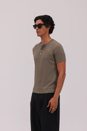 Short Sleeve Henley Shirt - Olive