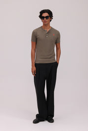 Short Sleeve Henley Shirt - Olive