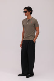 Short Sleeve Henley Shirt - Olive