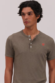 Short Sleeve Henley Shirt - Olive