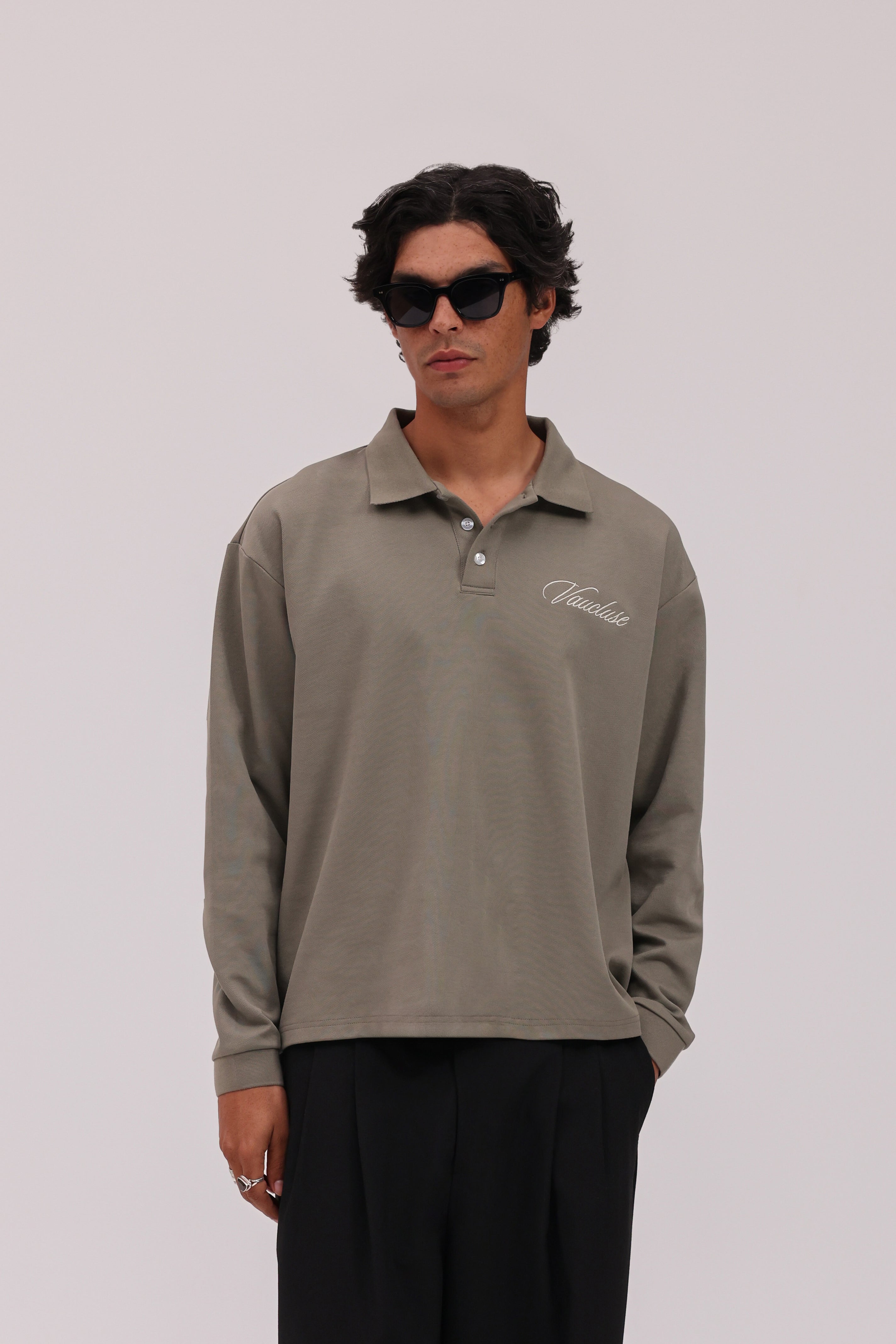 Signature Long Sleeve Polo Shirt - Muted Olive
