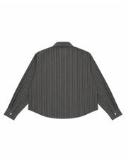 Striped Signature Long Sleeve Shirt - Charcoal Pinstripe