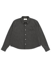 Striped Signature Long Sleeve Shirt - Charcoal Pinstripe