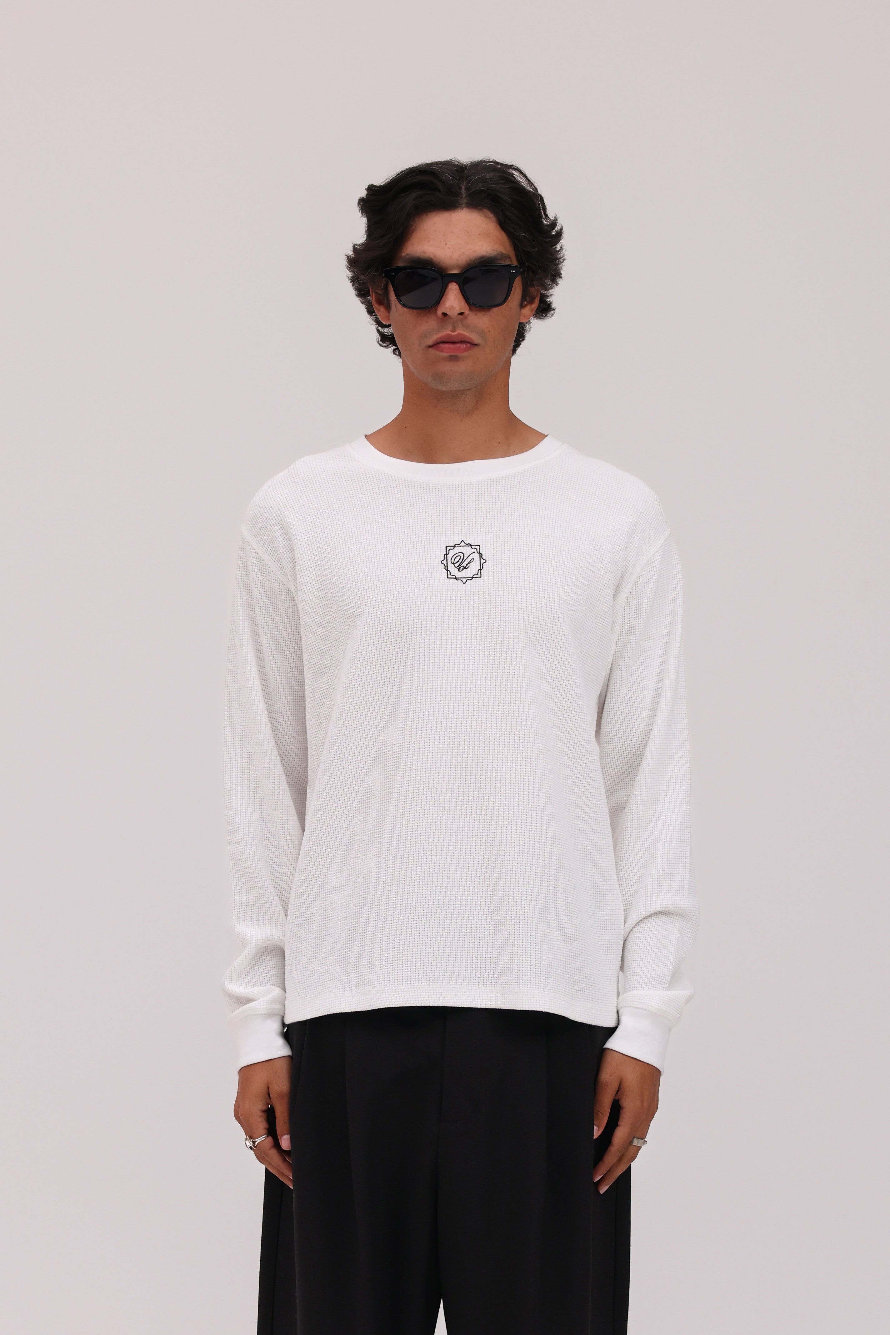 Heritage Long Sleeve Waffle - White