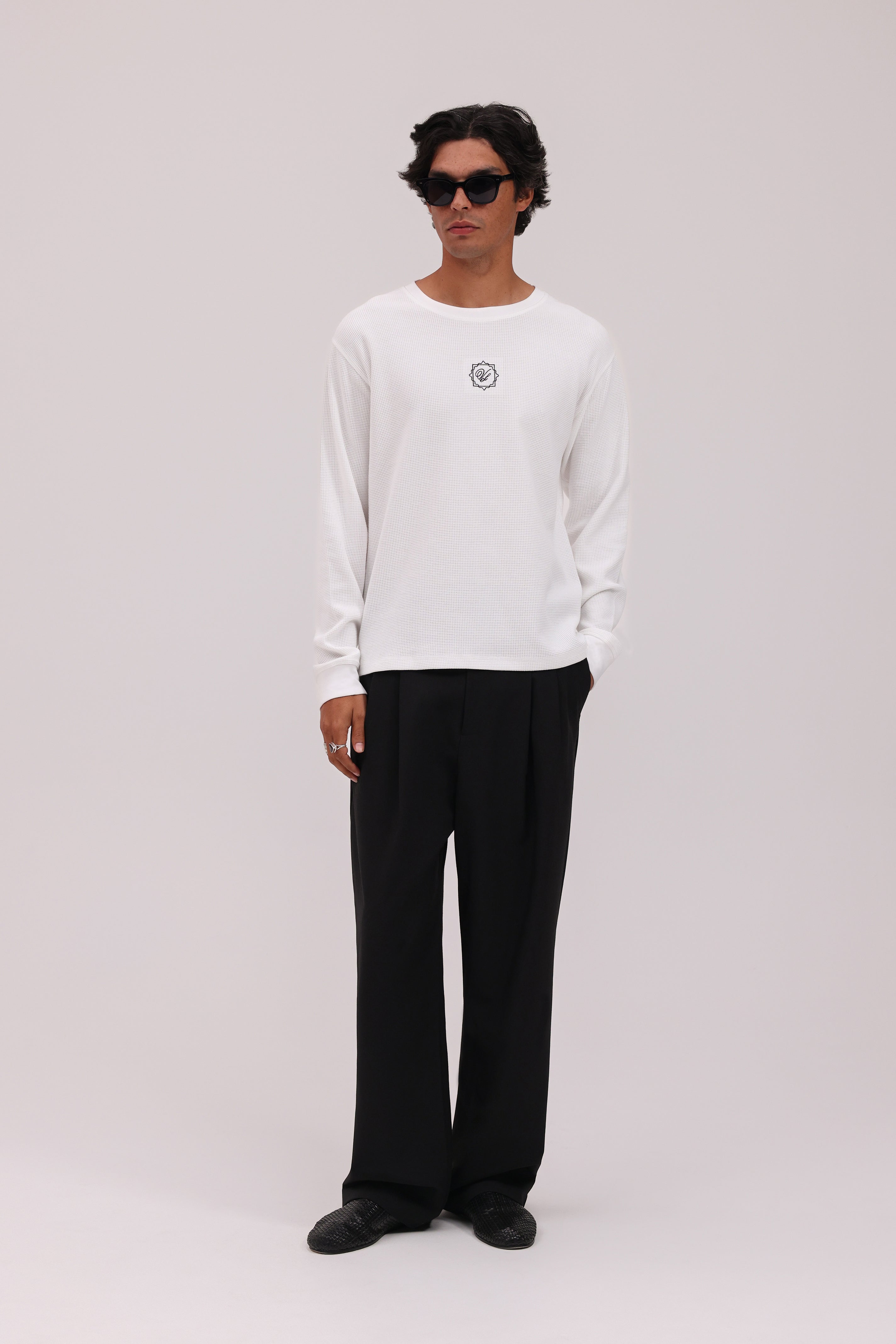 Heritage Long Sleeve Waffle - White