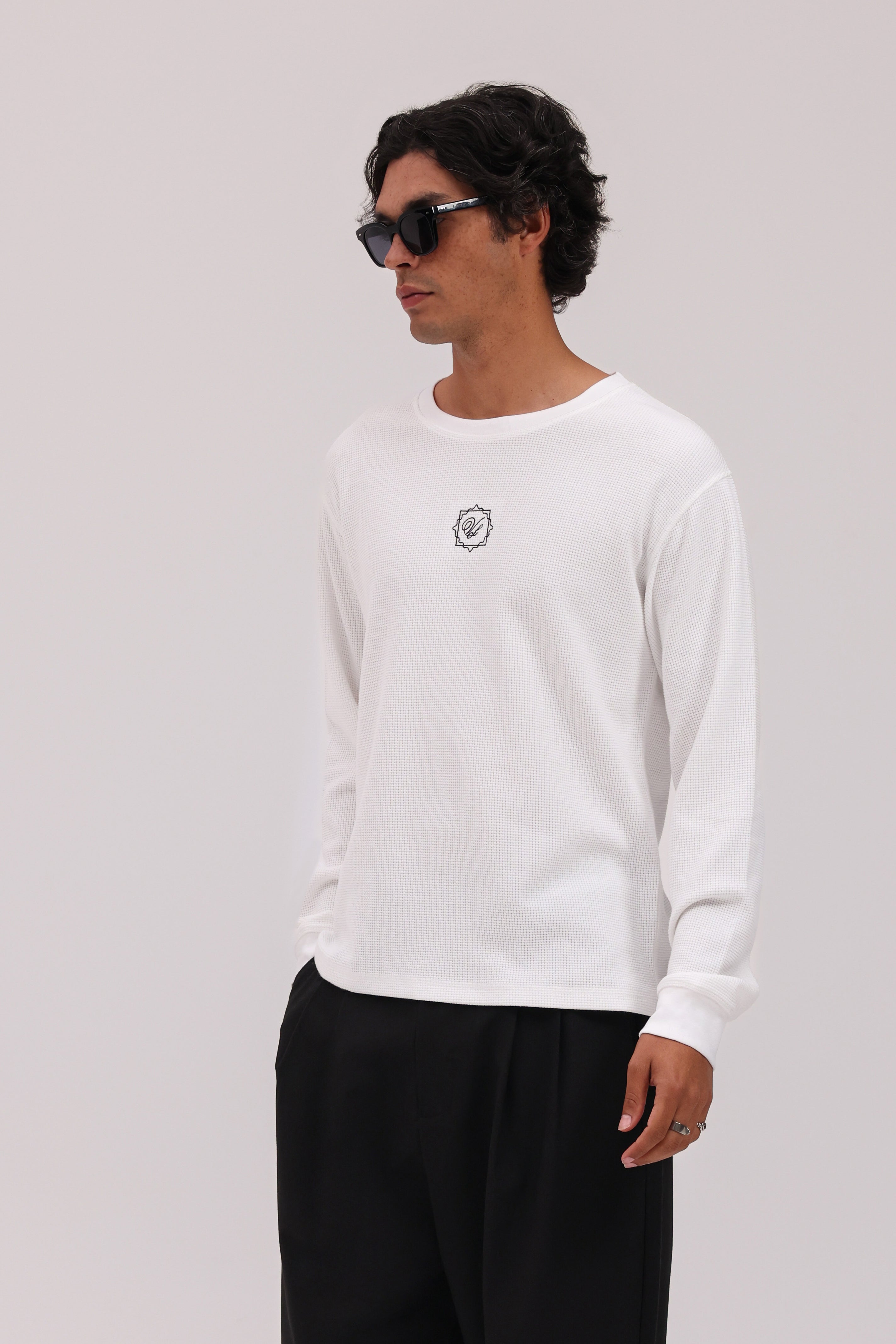 Heritage Long Sleeve Waffle - White