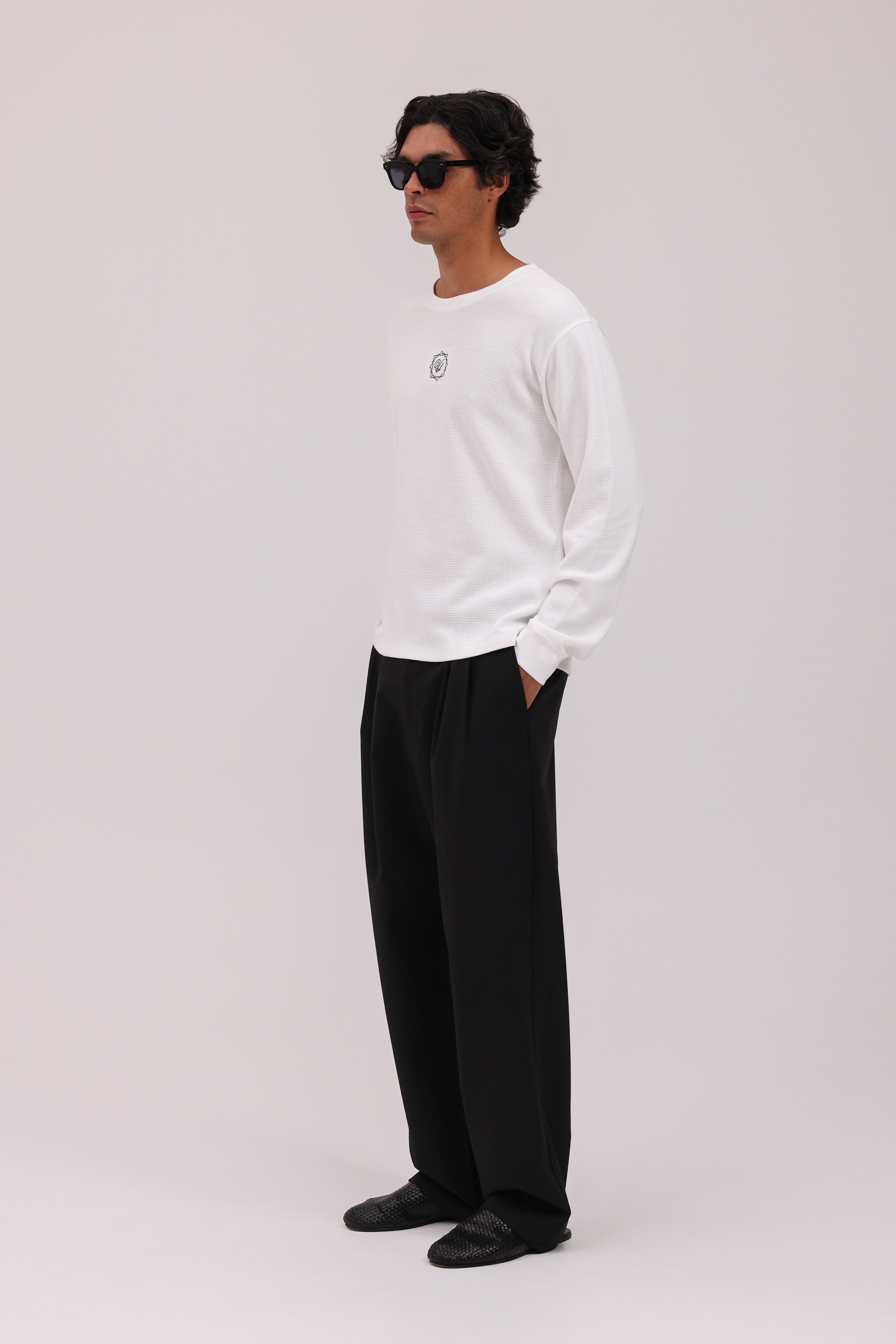 Heritage Long Sleeve Waffle - White