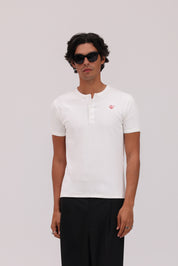 Short Sleeve Henley Shirt - White
