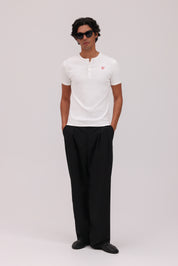 Short Sleeve Henley Shirt - White