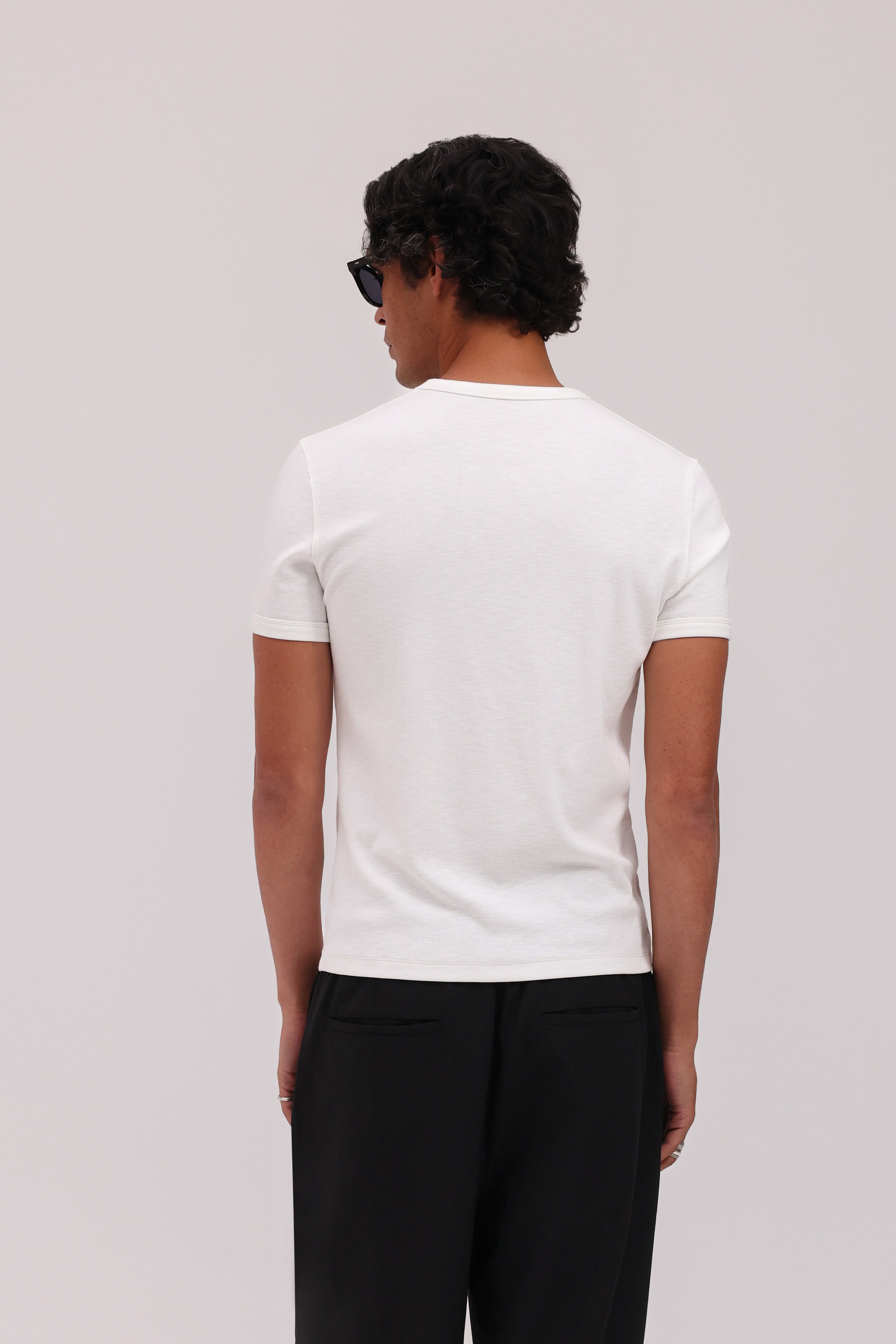 Short Sleeve Henley Shirt - White
